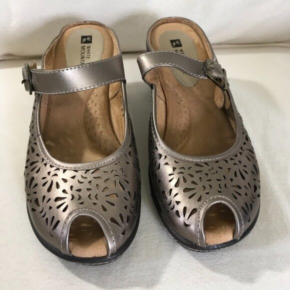 White Mountain Leather Heeled Slide - Picture 4 of 8